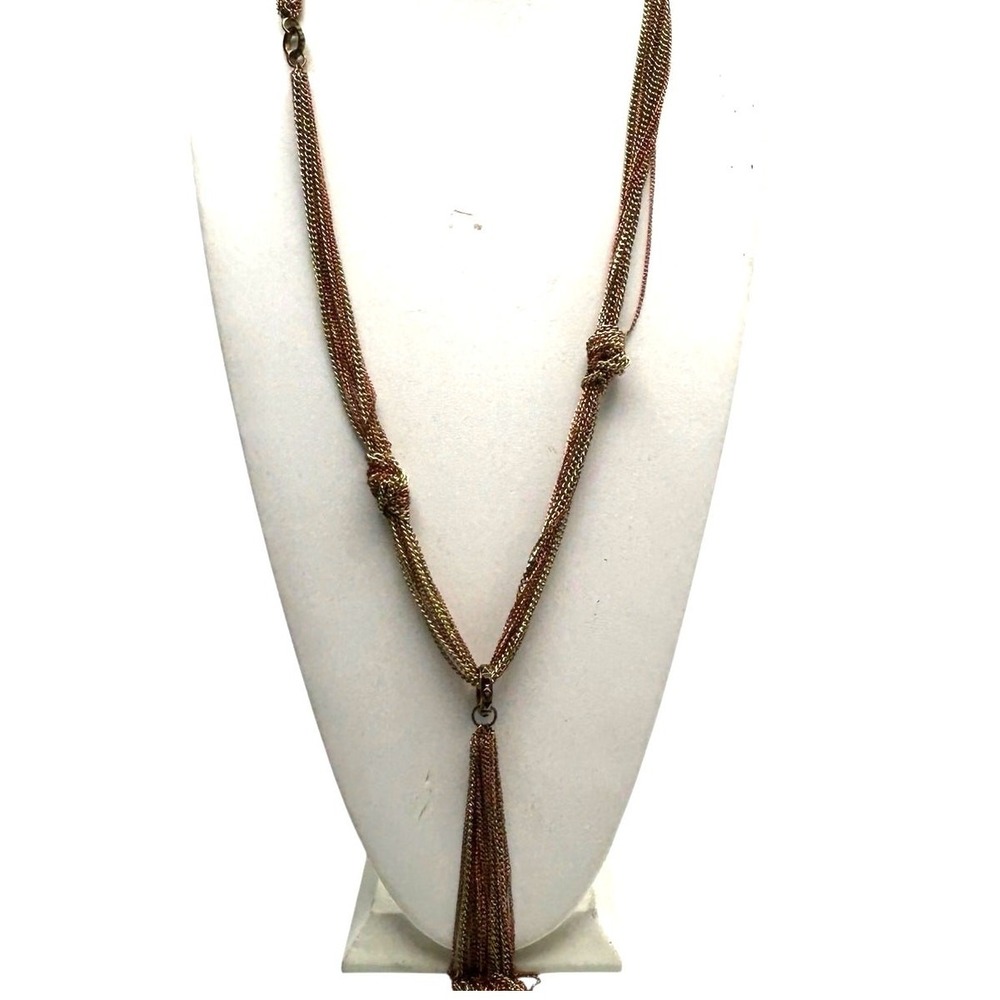 Wildlife by Heidi Klum Tassel Necklace Punk Edgy Grunge Gold tone Copper
